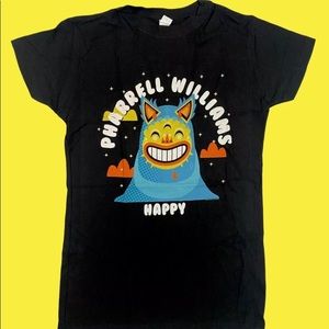 Pharrell Williams Happy Black Graphic T-Shirt Girls Youth Size Medium